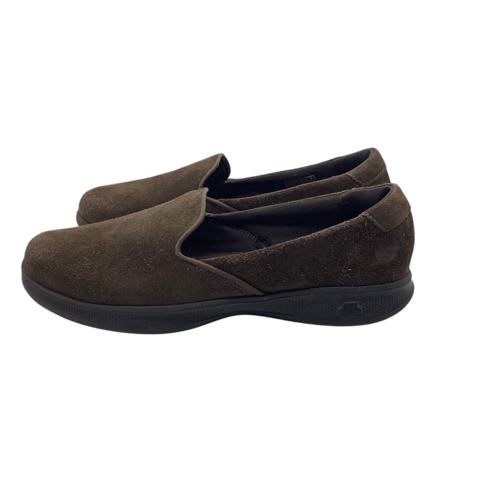 Skechers on the Go Womens Chocolate Brown Suede Slip-On Loafer Shoes‎ Size 7.5